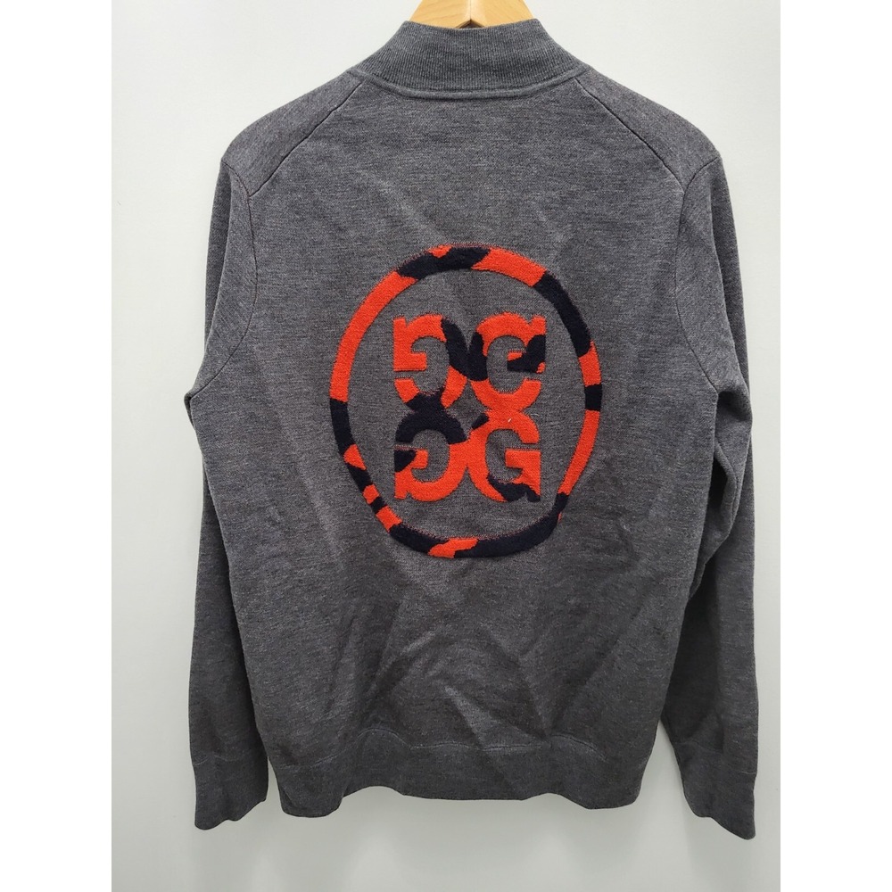 G/FORE Sweater Mens M Knit Full Zip Embroidered Golf Gray 100%-Wool G4MF21S20